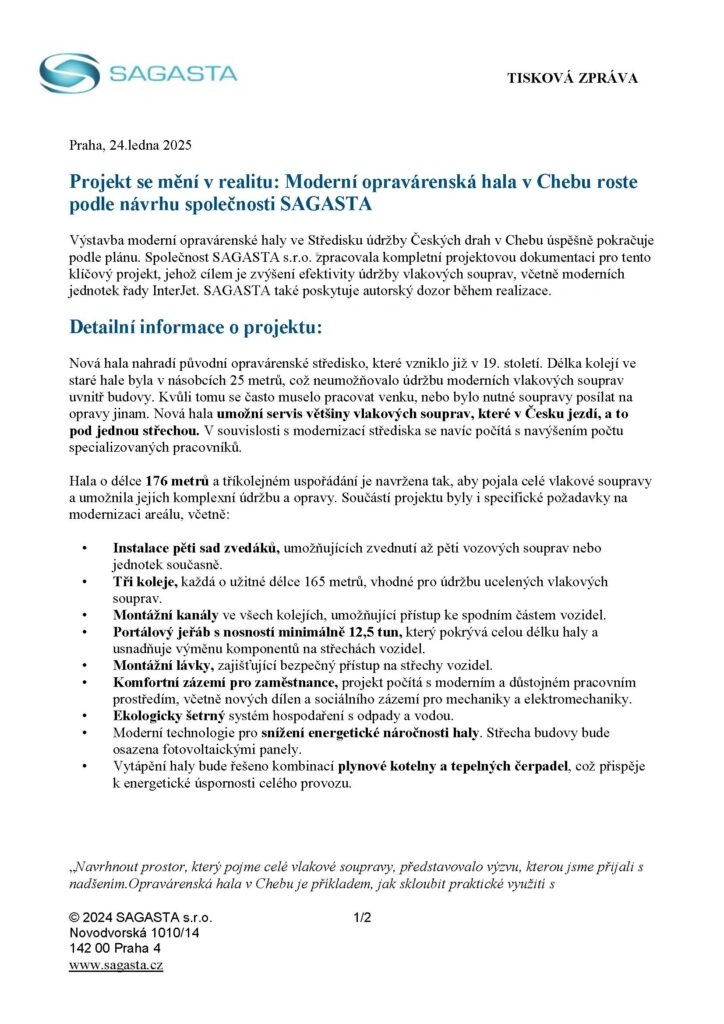 Tisková zpráva k projektu opravárenské haly v Chebu
